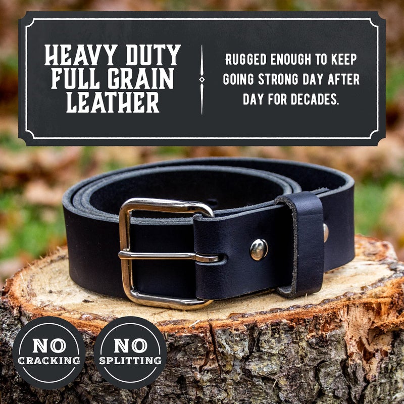 Main Street Forge Journeyman Leather Belt | Made in USA | Black w/Silver Buckle | Size 42 - Image 2